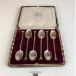 Cased set of 6 silver teaspoons, Sheffield 1921, total w: 1.71 ozt