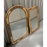 2 arts and crafts style mirrors – arch 39.5” high x 23” wide, rectangular 20” x 34”