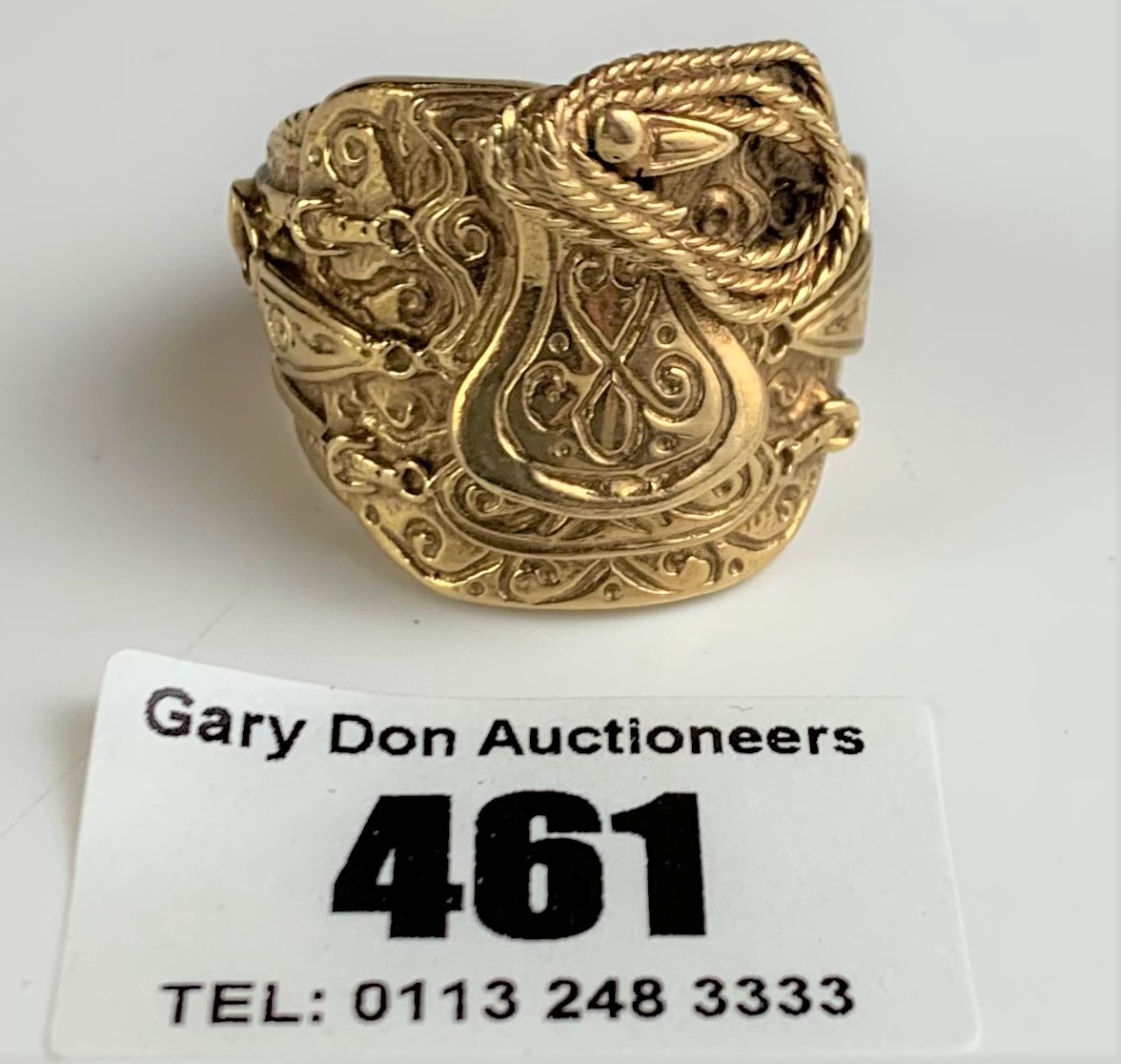 9k gold gents saddle ring, size Z+, w:26 gms - Image 2 of 6