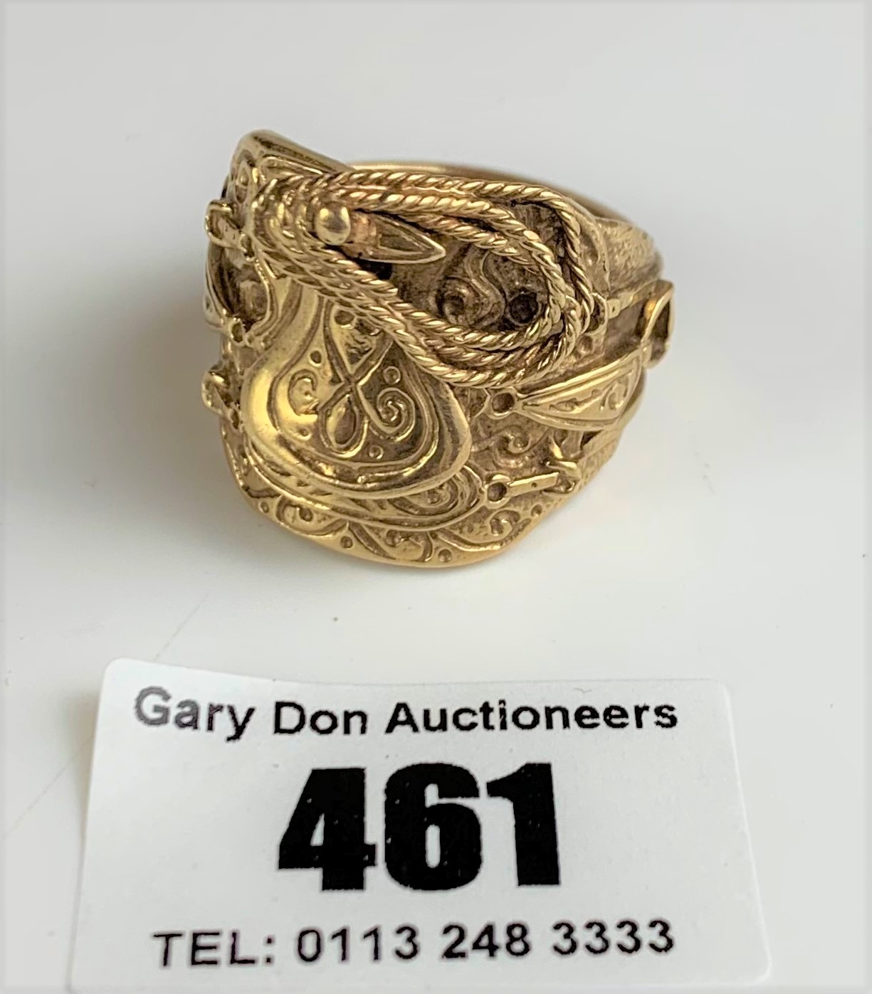 9k gold gents saddle ring, size Z+, w:26 gms