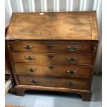 Antique walnut bureau with fitted interior. 40” high, 36” wide, 20” deep