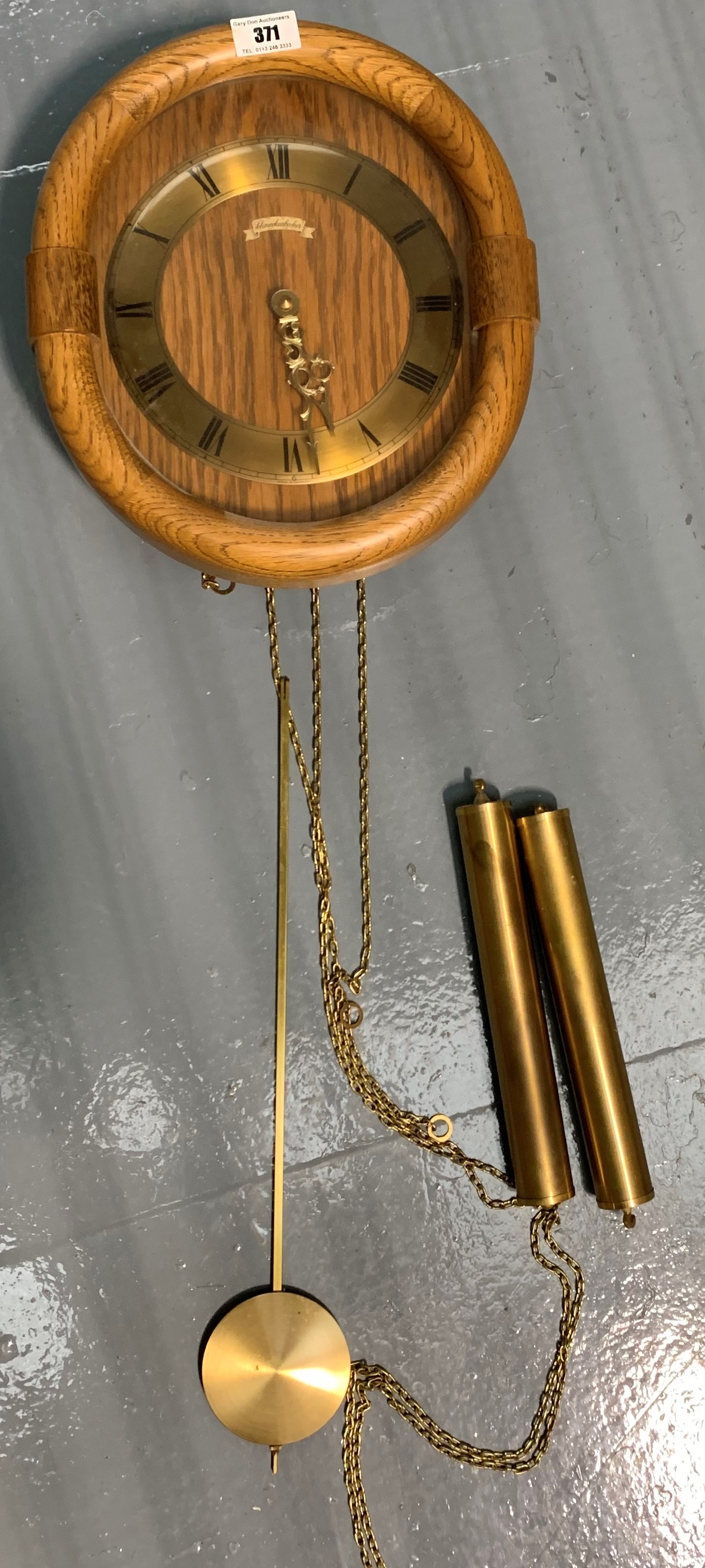 Modern German wall clock with pendulum and 2 weights - Image 2 of 3