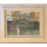 Susan Brown watercolour ‘Ponte Vecchio’ , image 20” x 14”, frame 29” x 23.5” good condition