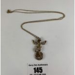 9k gold necklace, length 18” and unicycle clown pendant, length 1.5”, total w: 5.1 gms