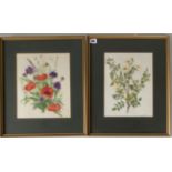 2 watercolours of flowers by Edna Simpson, “June Flowers”, image 9.75” x 11.5” and unnamed