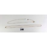 2 9k gold necklaces, length 16” (broken) and 22”, total w: 4.1 gms