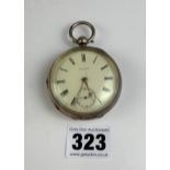 Silver Waltham pocket watch, diameter 2”, total w: 3.7 ozt