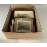 Box of 13 assorted pictures and prints including drawing by Marianne L Trench