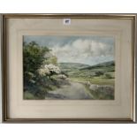 Watercolour “Maytime in Wharfedale” by Sam Chadwick. Image 16” x 11”, frame 23” x 18.5”. Headrow