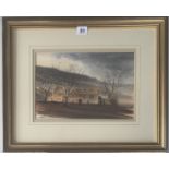 Watercolour of moorland house, signed. Image 12” x 8”, frame 20” x 16”. Chantry House Gallery,