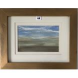 Oil on paper “Across the Causeway” by Emerson Mayes. Image 10.5” x 6.5”, frame 19” x 15”. Chantry