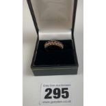 9k gold ring with pink stones, size L, w: 2.3 gms