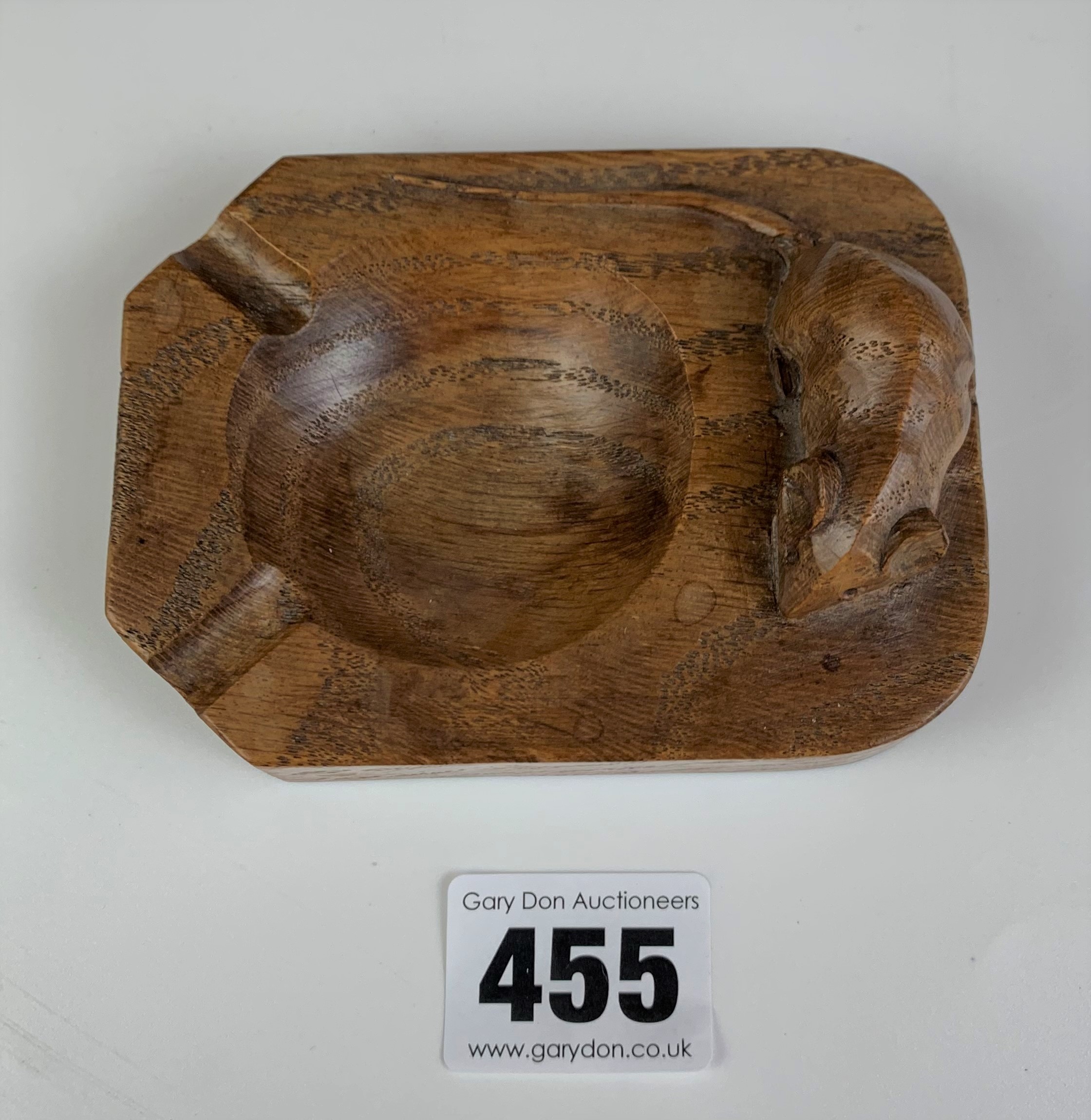 Robert Thompson “Mouseman” carved ashtray 4” x 3” - Image 2 of 6