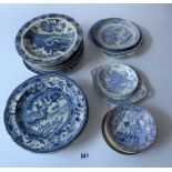 24 assorted blue/white plates and dishes