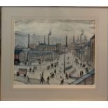 L.S. Lowry print Huddersfield. signed L.S.Lowry in pencil bottom right, with Guild