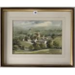 Watercolour “Kettlewell” by Sam Chadwick. Image 16” x 11”, frame 23” x 18”. Headrow Gallery,