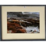 Painting “Winter Moor” by David Timms?, ’96. Image 22” x 14”, frame 31.5” x 24.5”. Robel on the