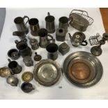 Quantity of pewter and silver plate including tankards, jugs, dishes etc