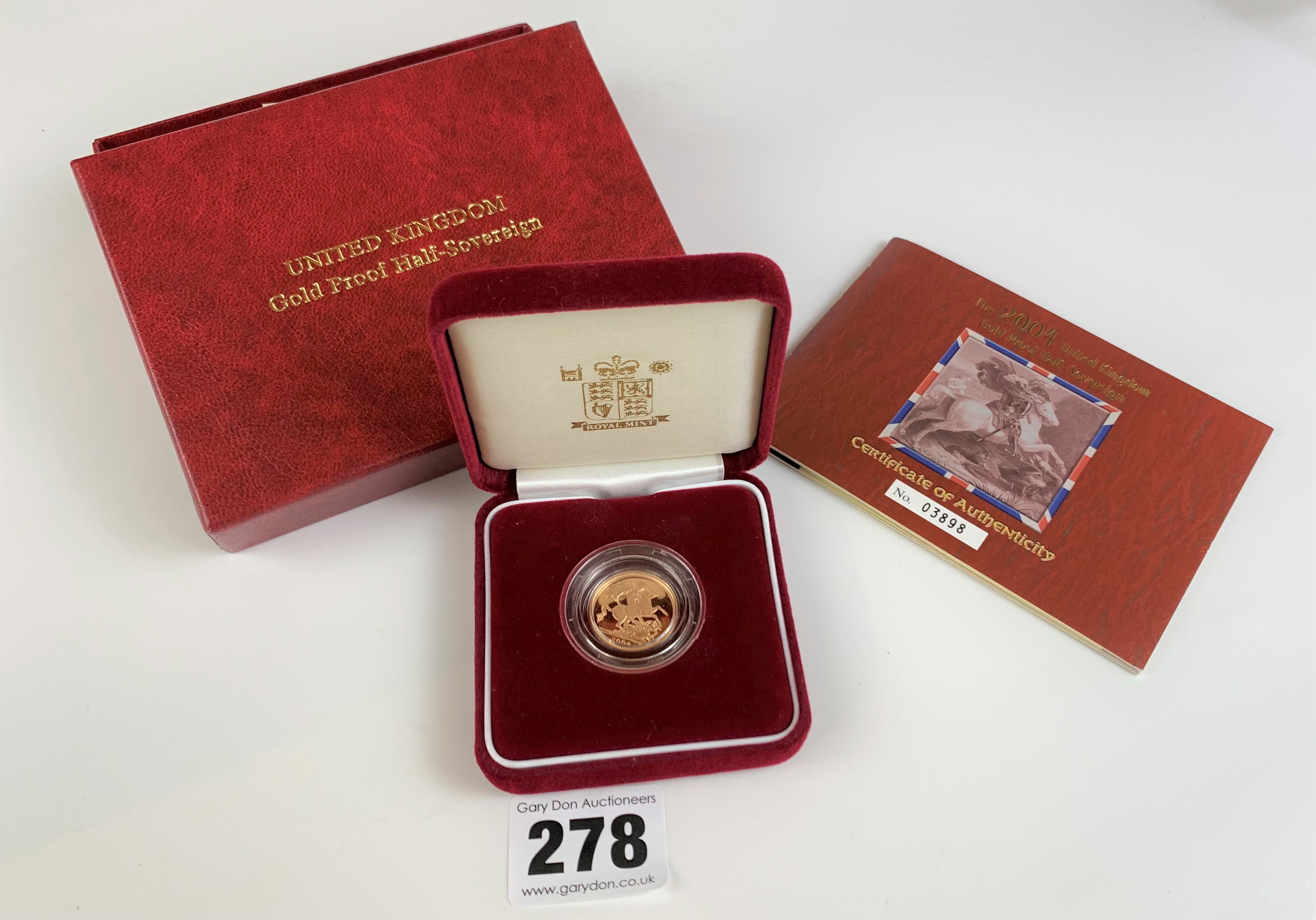 Gold proof half sovereign 2004 in original box with certificate of authenticity