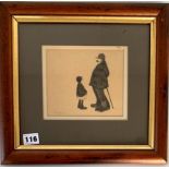Brian Shields (Braaq) pencil drawing of old man and girl, signed ‘braaq’. Image 6.25” x 5.25”, frame