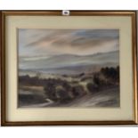 Watercolour “Early Morning, Nidderdale” by Tony Brummel Smith. Image 19” x 14.5”, frame 25” x 21”