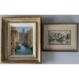 2 paintings – Oil on board ‘Rio di San Vio, Venice’ by David Howell PRSMA. Image 7.5” x 9.5”,