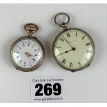 2 small silver pocket watches, diameter 1.5” and 1”, total w: 2 ozt. Not working