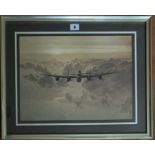 Print of airplane by Coulson, image 15.75” x 11.5”, frame 21” x 17”