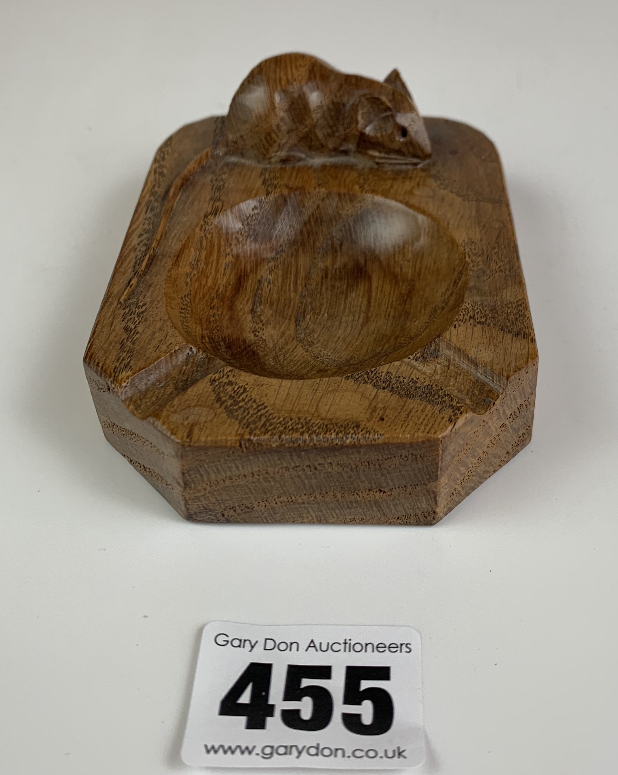 Robert Thompson “Mouseman” carved ashtray 4” x 3” - Image 5 of 6