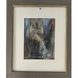 Soft pastel “Fountains Abbey, Huby’s Tower” by David Greenwood ’98, image 9” x 12”, frame 19.5” x