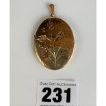 9k gold locket, inscribed ‘With Love, Sam’, length 1.5”, w: 10.4 gms