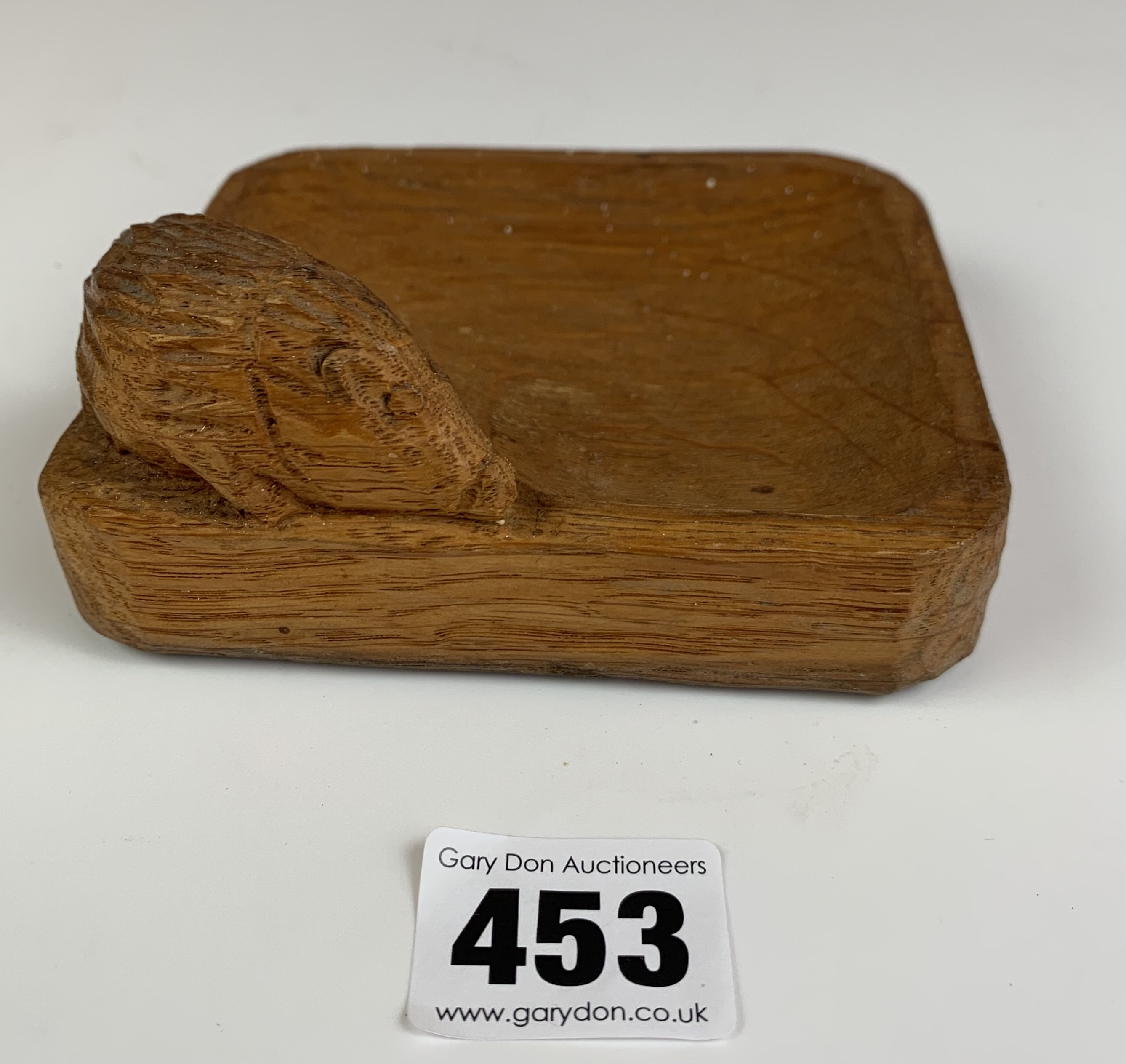 Carved nut dish with hedgehog by Albert Hoyland, woodcarver, Barnsley 4.5” x 4” - Image 3 of 5