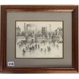 Brian Shields (Braaq) pencil sketch of town scene with figures in foreground. Signed ‘braaq’ ‘ Ann’.