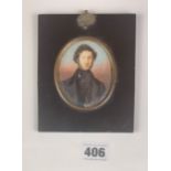 Portrait miniature of a gentleman, image 2.5” x 3”, frame 4.25” x 5”