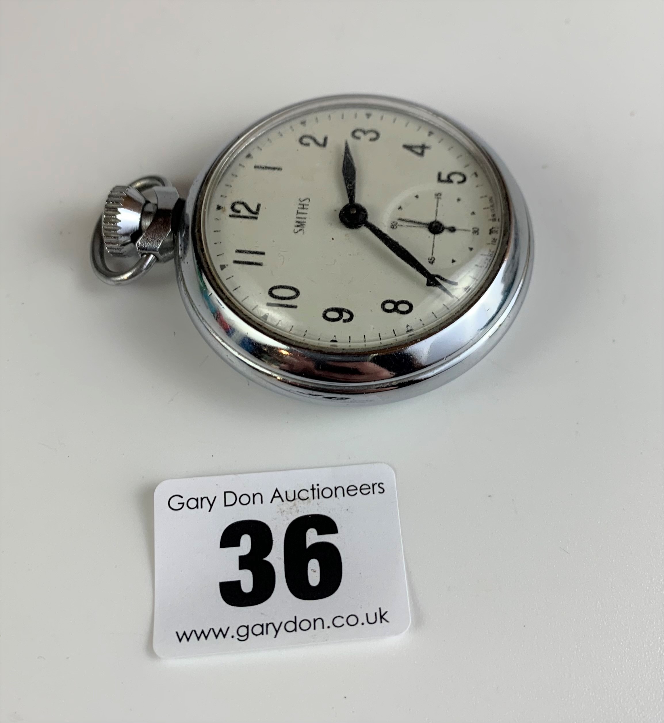 Smiths stainless steel pocket watch, 2” diameter, not running - Image 2 of 4