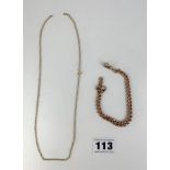 9k gold necklace length 18” (broken) and 9k gold bracelet length 7.5” (broken)