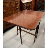 Mahogany dropleaf Sutherland table, 31.5” wide open, 24” deep x 25” high