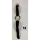 9k gold Limit III gents watch with leather strap. Working