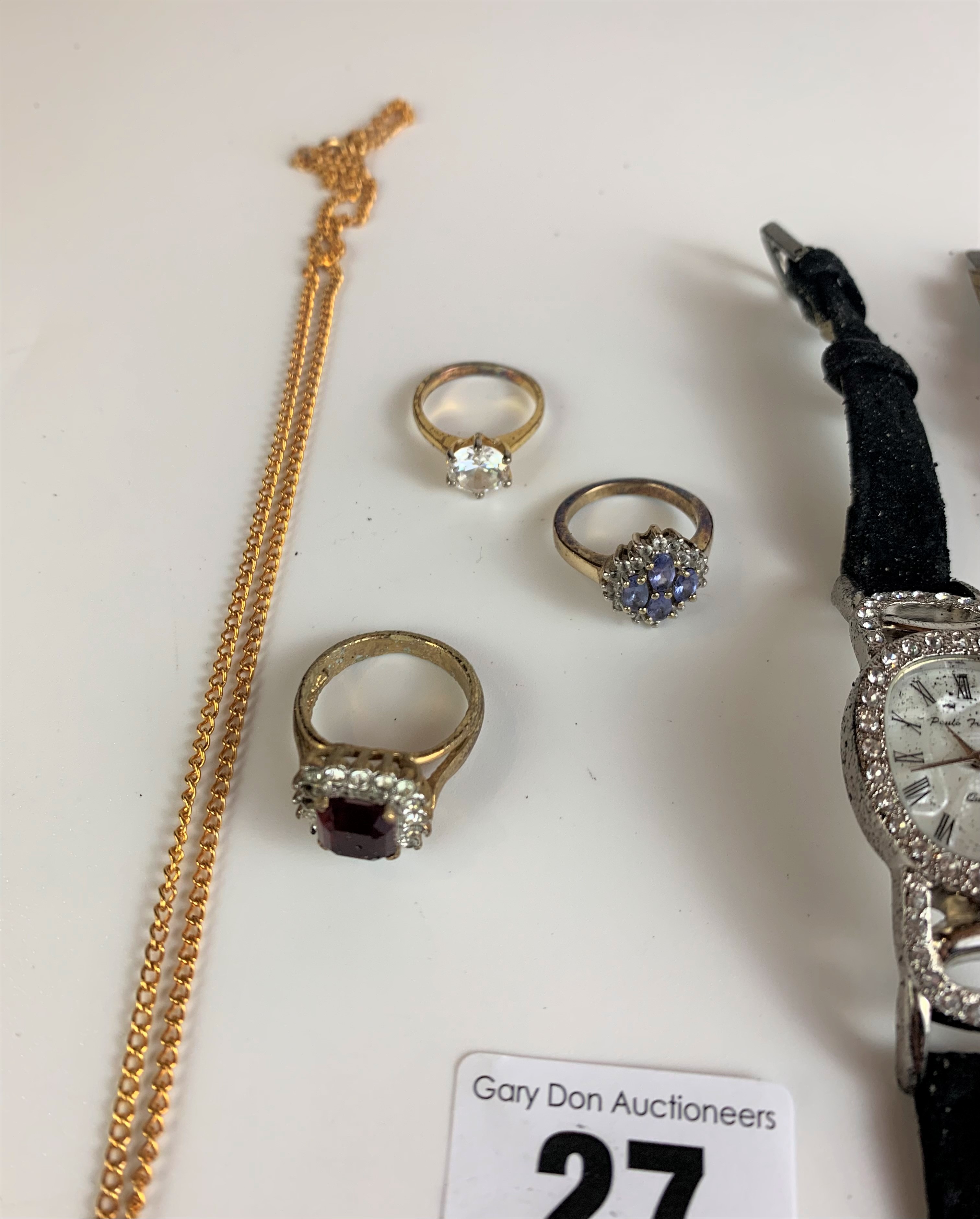 Dress jewellery – watch, bracelet, necklace with locket and 3 rings - Image 2 of 5