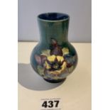Green/blue Moorcroft anemone pattern vase 4” high. No damage