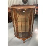 Walnut bow front china cabinet with Queen Anne style legs, 29” wide x 13” deep x 47” high