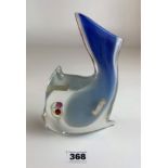 Murano glass fish 8” high x 5.5” long. Tip of fin chipped above eye and tiny chip on mouth
