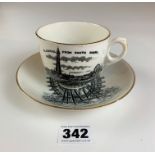 Souvenir from Blackpool cup and saucer ‘ A present for my brother’ with scenes of The Great Wheel,