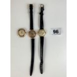 3 9k gold ladies watches – Cyma with leather strap (working), unnamed with leather strap (working)