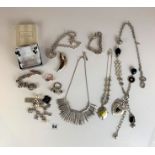Dress jewellery including silver plated necklaces, bracelets, brooch, ring and Lulu Guinness