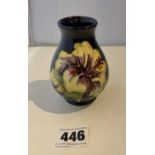 Blue Moorcroft hibiscus pattern vase 4” high. No damage