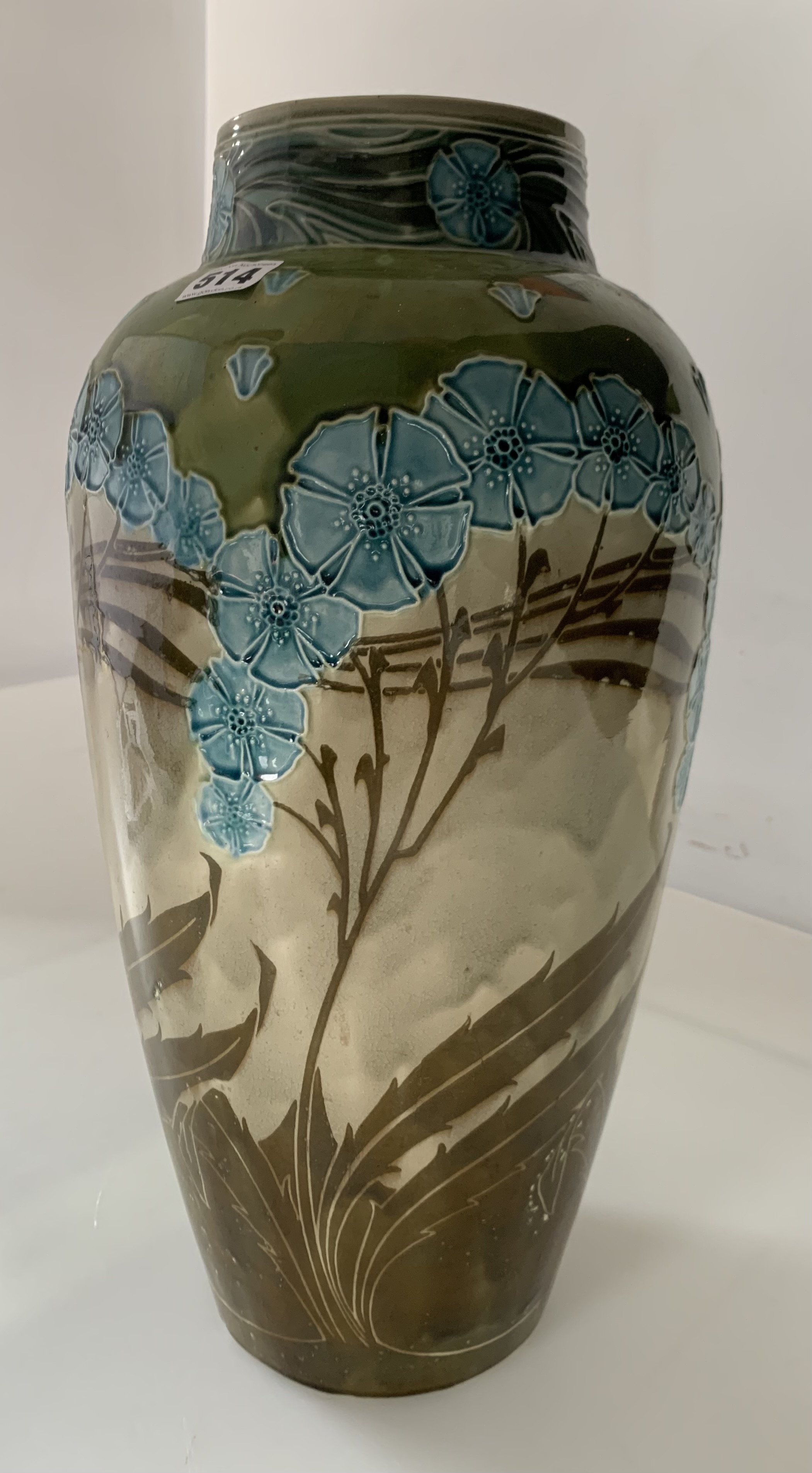 Rare Minton Secessionist exhibition vase, c. 1904 designed by Leon Solon and John Wadsworth. 18”