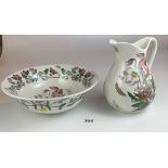 Portmeirion “The Botanic Garden” jug and bowl. Jug 8” high, bowl 11” diameter. Good condition