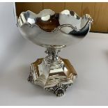 Silver bowl on stand, 7.5” high x 8” wide, w: 28.4 ozt