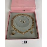 Boxed Pierre Cardin dress necklace and earrings, dress multi-stone ring and dress pin with t-bar